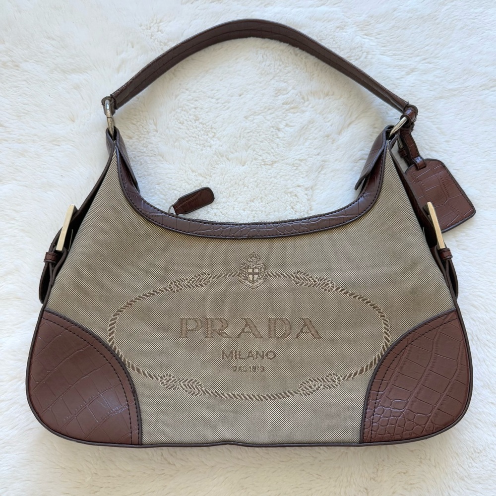 PRADA hobo canvas bag Vintage Authentic
